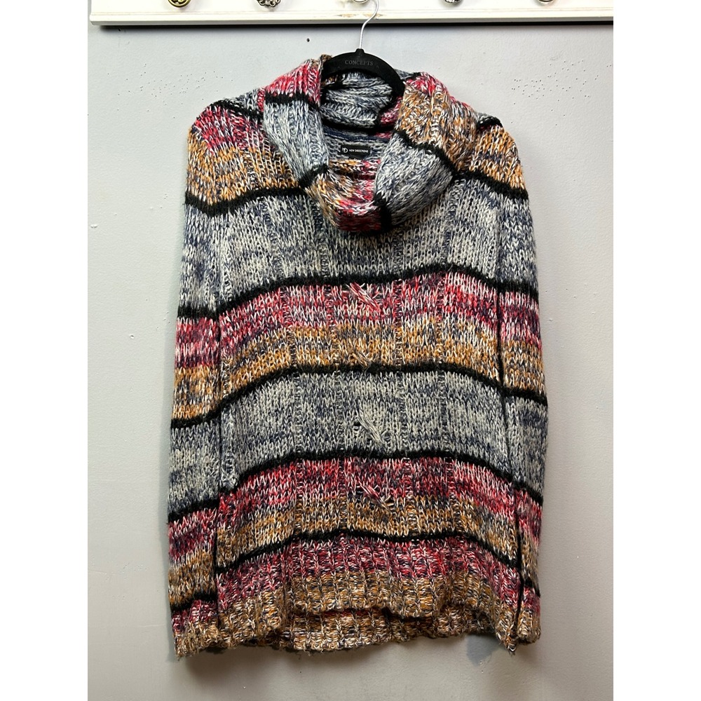 NEW DIRECTIONS Striped Cowl Neck Sweater Multicolored Knit Pullover Women M